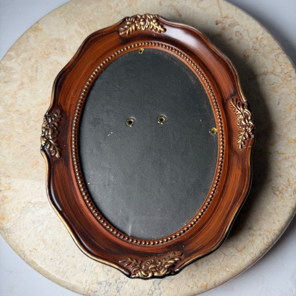 Vintage Oval Picture Frame 5x7 Brown Gold Victorian Ornate Baroque Style